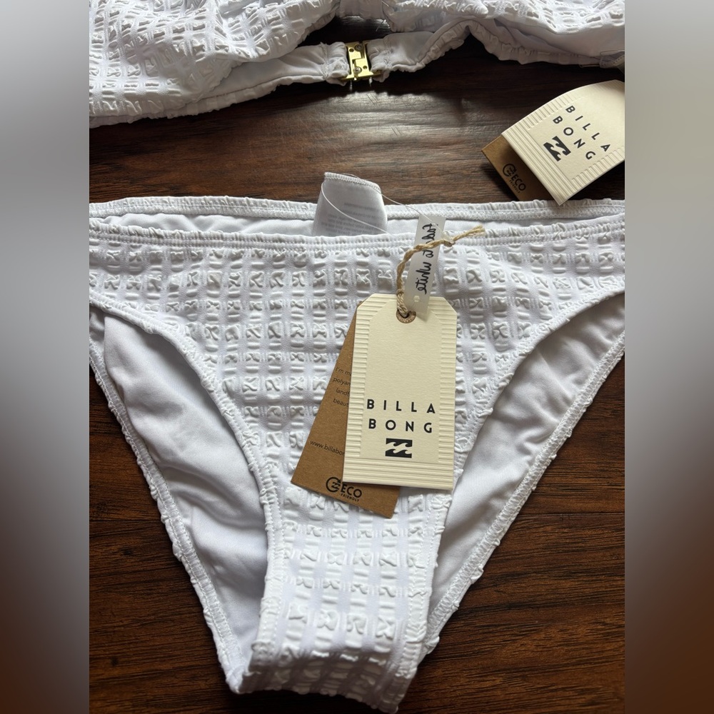 BillaBong Wave Check Puff Sleeve Bikini Set Size Large - Picture 3 of 5